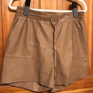 NWT Philanthropy Large Tan Vegan Leather Shorts